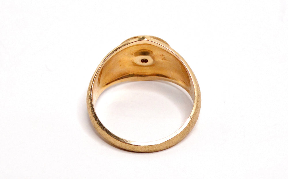 14k Yellow Gold European Cut Natural Diamond Cocktail Ring Circa 1950s