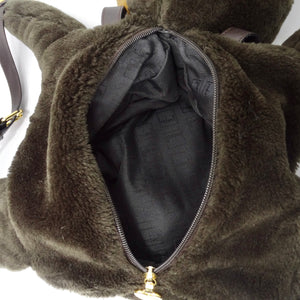 Moschino Brown Shearling Teddy Bear Backpack