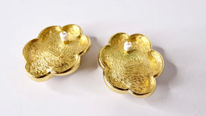 Vintage Christian Dior Cabochon Flower 18k Plated Gold Stud Earrings