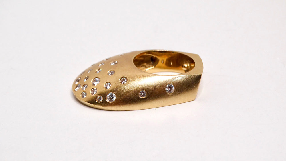 14k Gold and 25 Diamond Gauthier Jewelry Dome Ring Circa 1980s