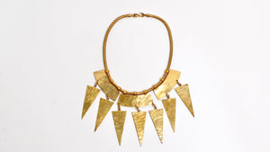 Yves Saint Laurent Vintage Hammered Gold Geometric Statement Necklace Circa 1980s