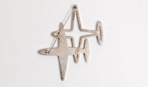 Chanel Double Airplane Crystal Silver-Tone Brooch Circa 2016