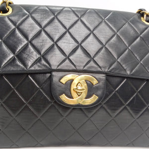 Chanel Dark Beige Quilted Lambskin Leather Classic Maxi Jumbo XL