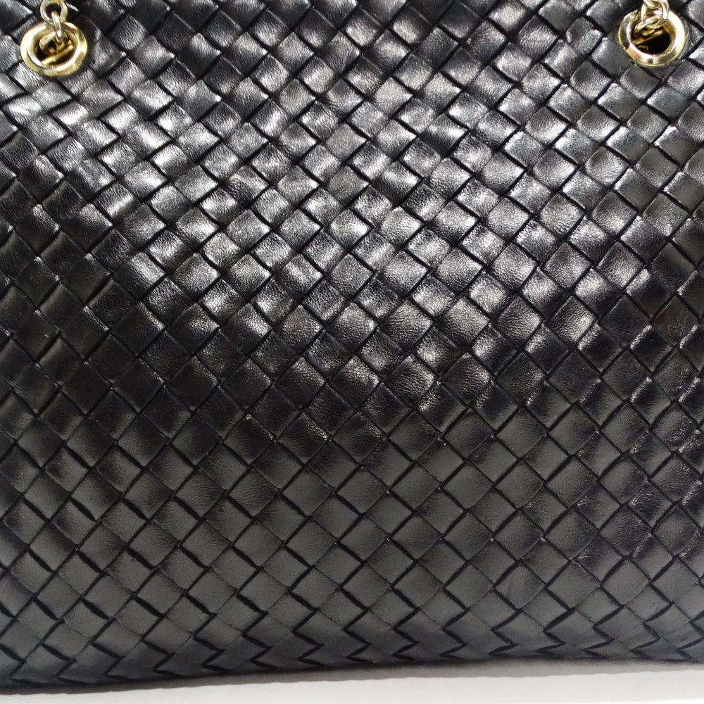 Bottega Veneta 1980s Black Leather Woven Handbag