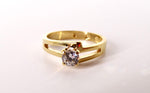 Vintage Crystal Solitaire 14k Gold Plated Ring