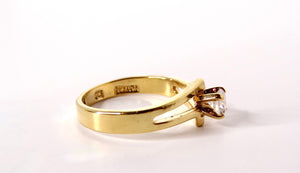 Vintage Crystal Solitaire 14k Gold Plated Ring