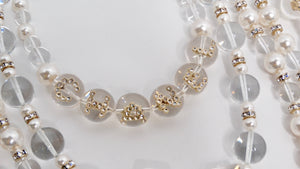 Chanel 5 Layered Pearl Beaded Flower Motif Necklace