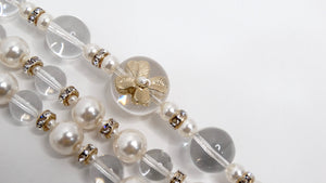 Chanel 5 Layered Pearl Beaded Flower Motif Necklace