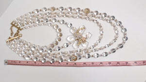 Chanel 5 Layered Pearl Beaded Flower Motif Necklace