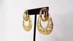 1980s French Detailed 14k Yellow Gold Plated Door Knocker Earrings