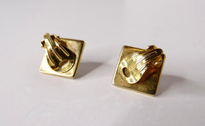 Vintage Spanish Damascene Black & 14k Gold Plated Pyramid Earrings