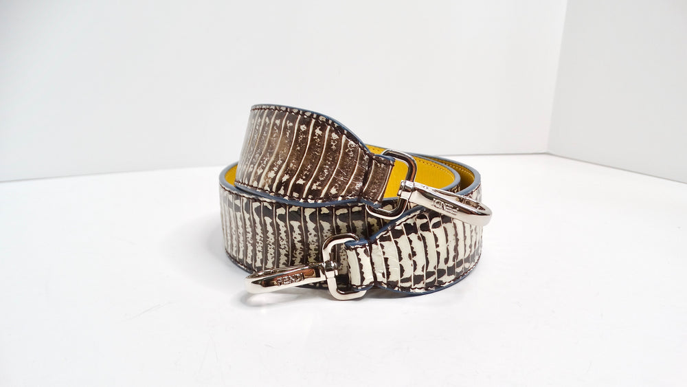 Fendi Snakeskin Two-Toned Yellow & Blue-Gray Bag Strap