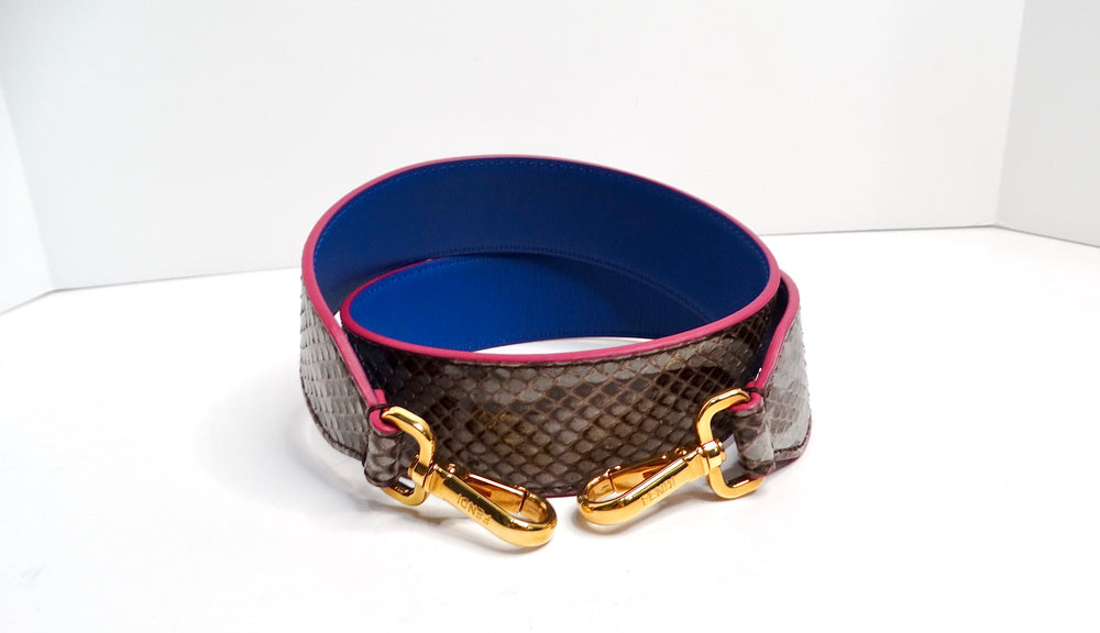 Fendi Snakeskin Two-Toned Blue & Fuschia Bag Strap