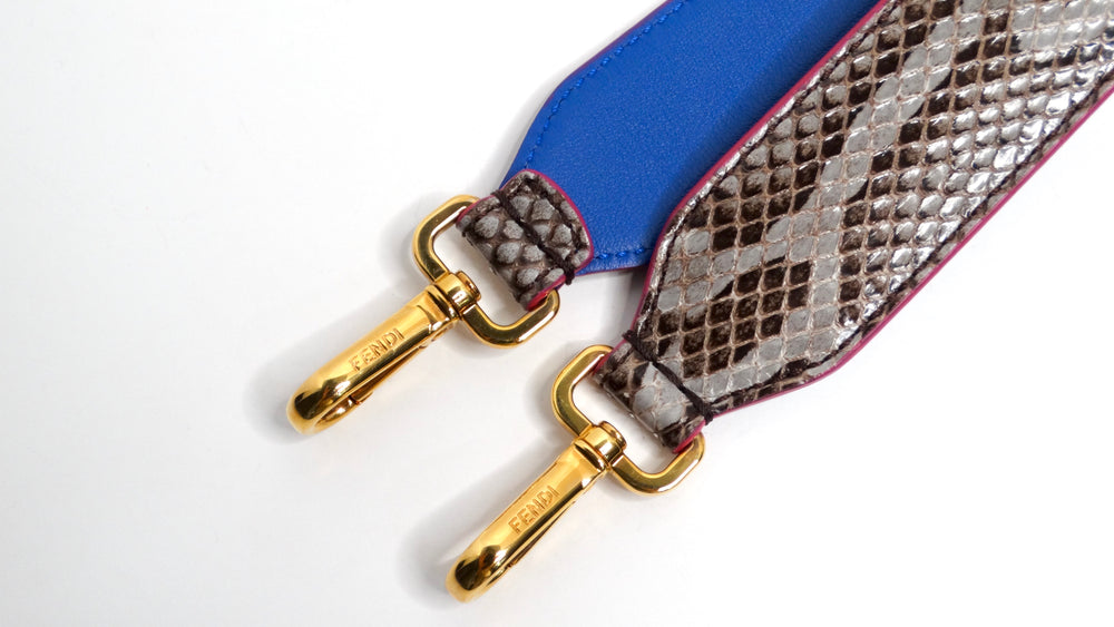 Fendi Snakeskin Two-Toned Blue & Fuschia Bag Strap