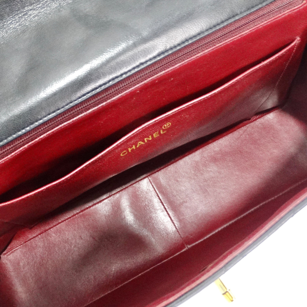 Chanel 1980s Classic Black Leather Maxi Single Flap Handbag