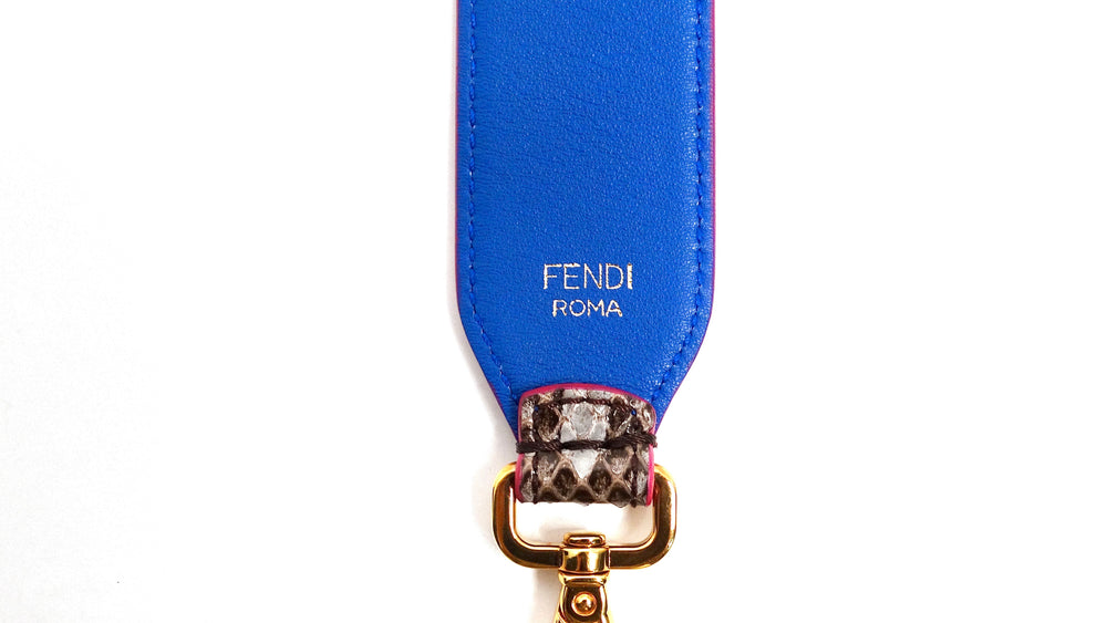 Fendi Snakeskin Two-Toned Blue & Fuschia Bag Strap