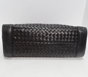 Bottega Veneta 1980s Black Leather Woven Handbag