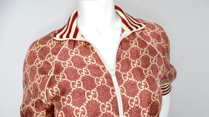 Gucci GG Supreme Silk Burgundy Track Jacket Circa 2022