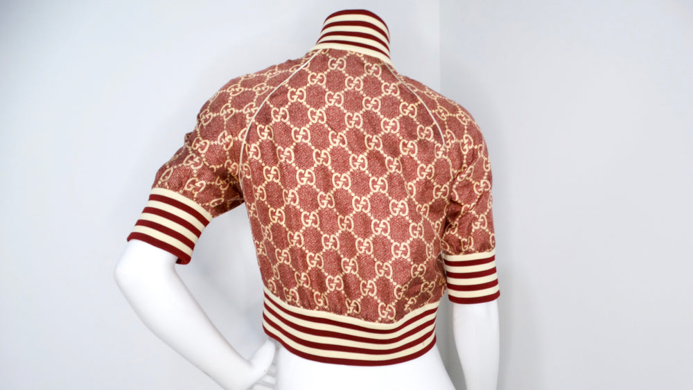 Gucci GG Supreme Silk Burgundy Track Jacket Circa 2022