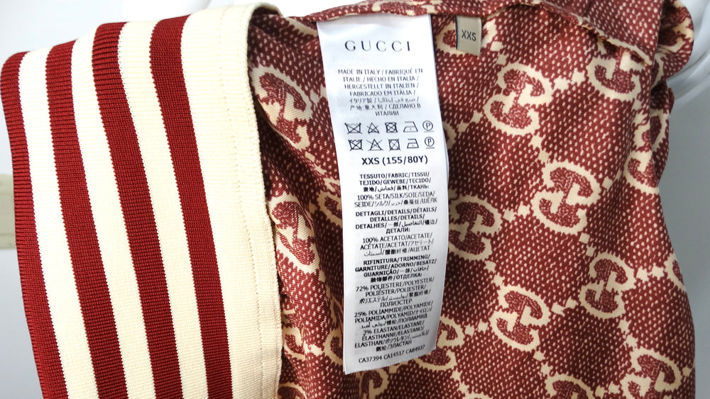 Gucci GG Supreme Silk Burgundy Track Jacket Circa 2022