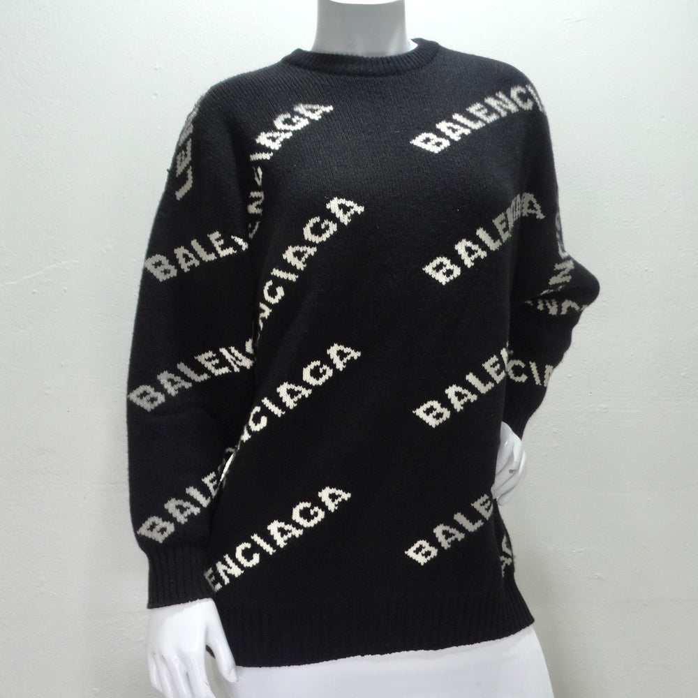 BALENCIAGA - Distressed Logo-Embroidered Wool-Blend Sweater - Gray  Balenciaga