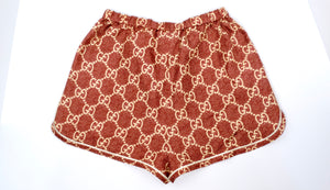 Gucci GG Supreme Silk Burgundy Track Shorts