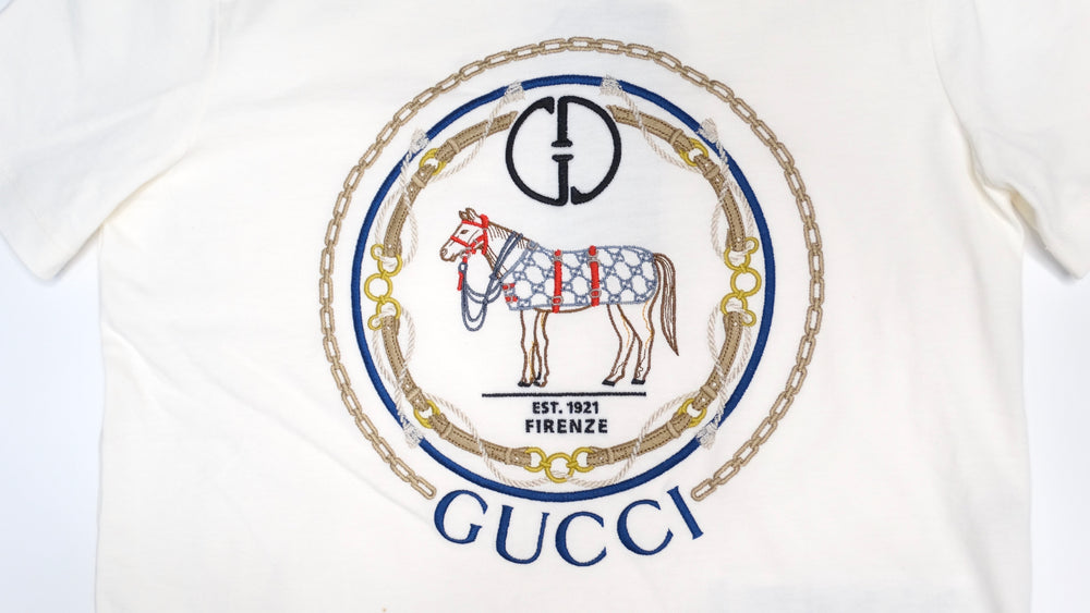 Gucci Interlocking G Horse Motif Cotton T Shirt Vintage by Misty