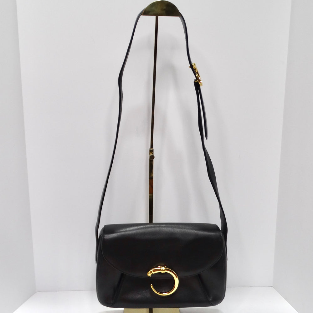 Cartier 1990s Black Leather Classic Panthere Shoulder Bag