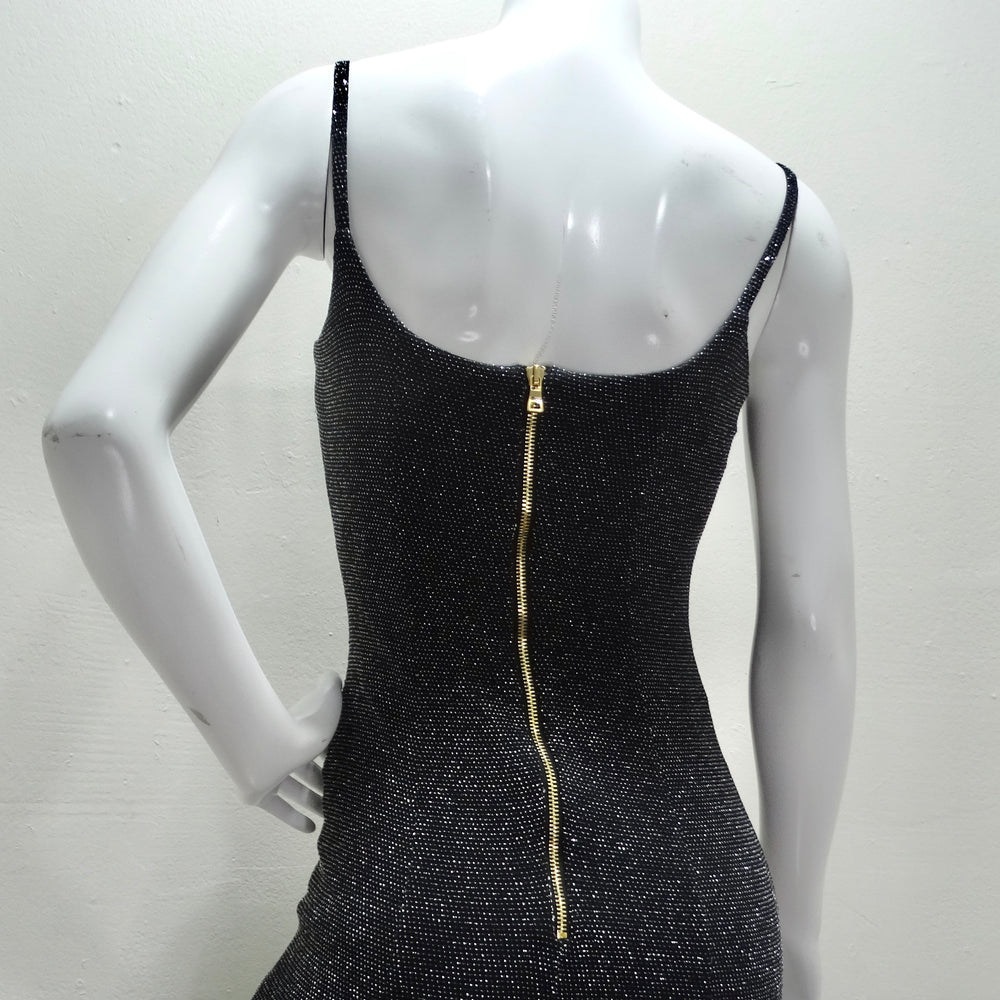 Balmain Slit Black Metallic Maxi Dress