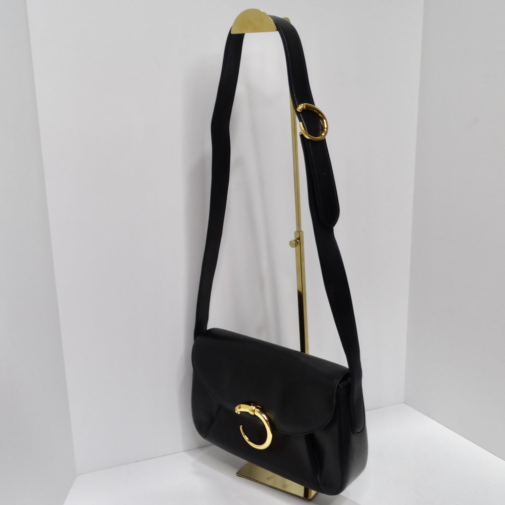 Cartier 1990s Black Leather Classic Panthere Shoulder Bag