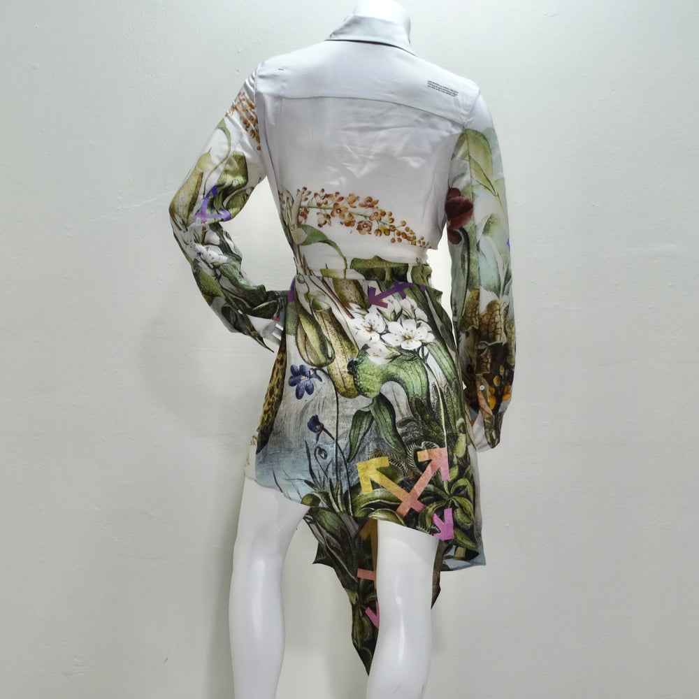 Off White Virgil Abloh Multi Botanical Silk Shirt Dress