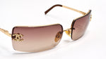 Chanel Y2K Rhinestone CC Rectangular Brown Ombre Sunglasses