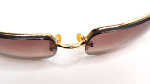 Chanel Y2K Rhinestone CC Rectangular Brown Ombre Sunglasses