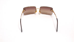 Chanel Y2K Rhinestone CC Rectangular Brown Ombre Sunglasses