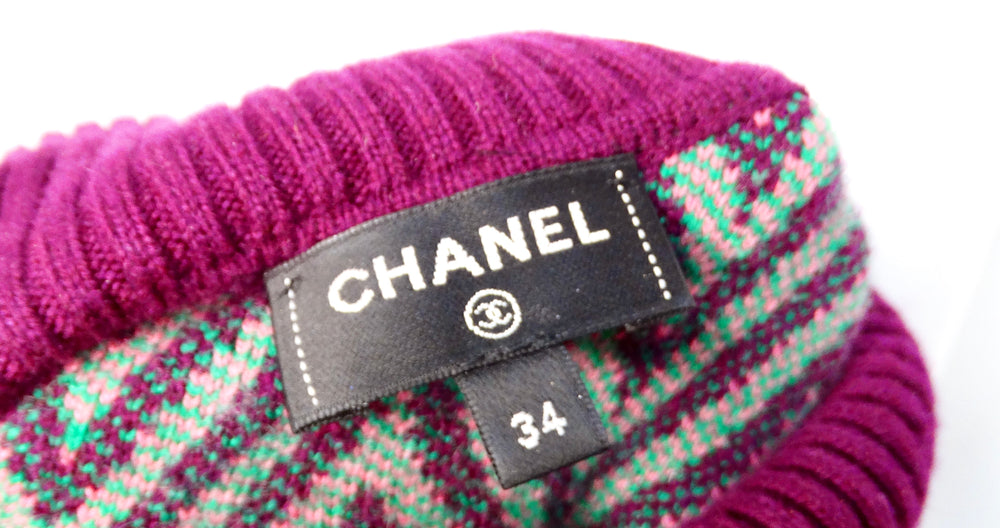 Chanel 2021 Mini Purple Cashmere Turtleneck Dress