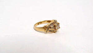 Victorian 1920s Custom Made Diamond and 10k Yellow Gold Ring