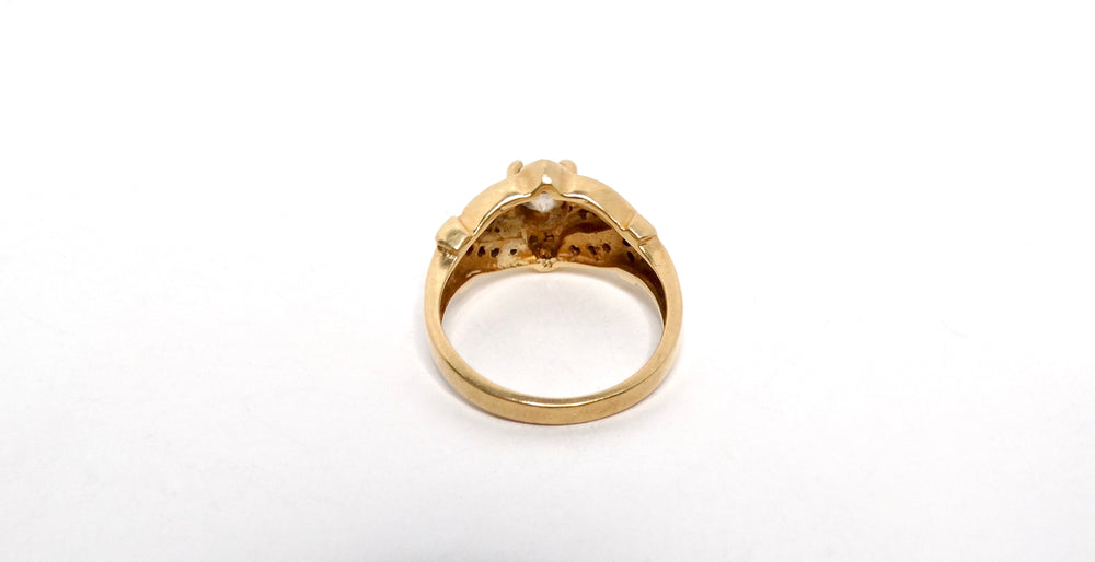 Victorian 1920s Custom Made Diamond and 10k Yellow Gold Ring