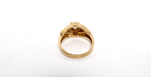 Victorian 1920s Custom Made Diamond and 10k Yellow Gold Ring