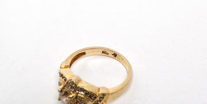 Victorian 1920s Custom Made Diamond and 10k Yellow Gold Ring