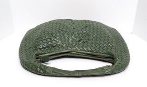 Bottega Veneta Circa 1990s Green Intrecciato Leather Woven Hobo Bag