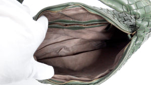 Bottega Veneta Circa 1990s Green Intrecciato Leather Woven Hobo Bag