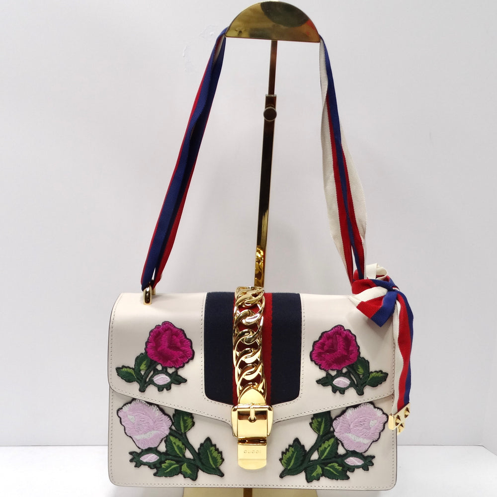 Gucci Small Floral Embroidered Padlock Shoulder Bag