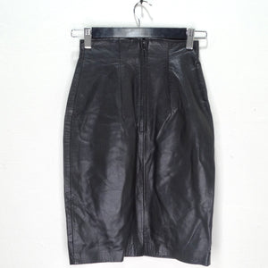 Michael Hoban 1980s Black Leather Pencil Skirt