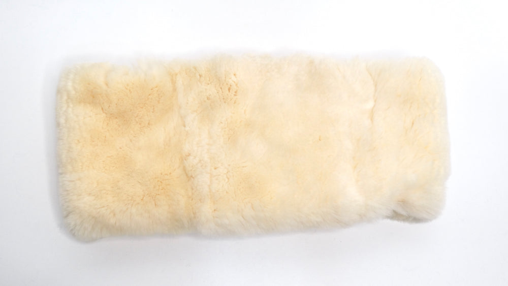 Chanel Vintage 1990s CC Lapin Fur Cream & Black Muffler