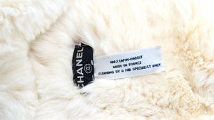 Chanel Vintage 1990s CC Lapin Fur Cream & Black Muffler