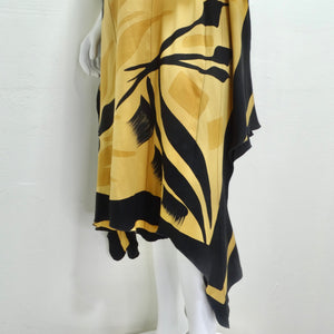 1980s Abstract Print Silk Kaftan Dress