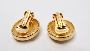 Vintage Christian Dior 14k Gold Plated Rhinestone Clip-On Earrings