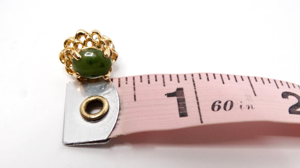Vintage Tiny Two-Toned Jade 18k Gold Plated Filigree Stud Earrings
