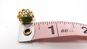 Vintage Tiny Two-Toned Jade 18k Gold Plated Filigree Stud Earrings