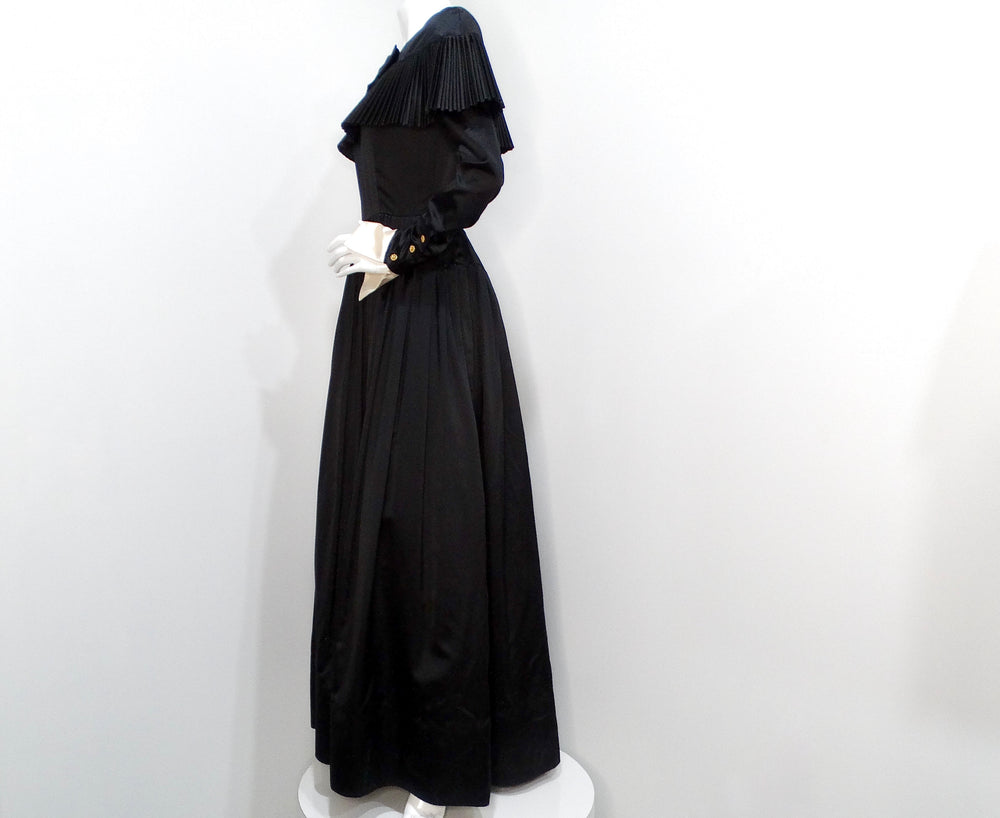 Chanel Boutique Circa 1980s Black Silk Pleated Ball Gown